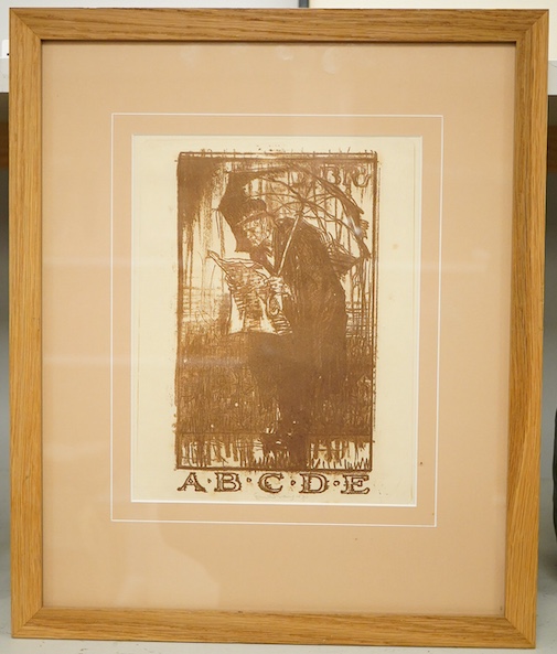 Sir Frank Brangwyn RA; RWS; RBA (1867-1956), 'A.B.C.D.E.', signed in pencil, sepia dry point etching, 23 x 18cm